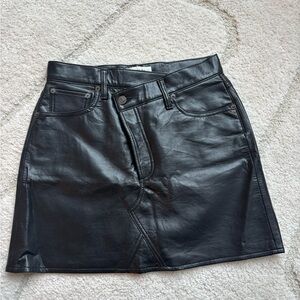 Agolde Black Leather Cross Skirt